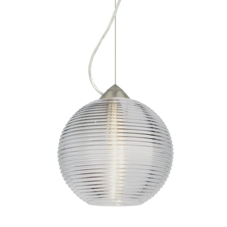Besa Lighting Kristall 8 Cord Pendant, Clear, Satin Nickel Finish, 1x9W LED 1KX-461600-LED-SN